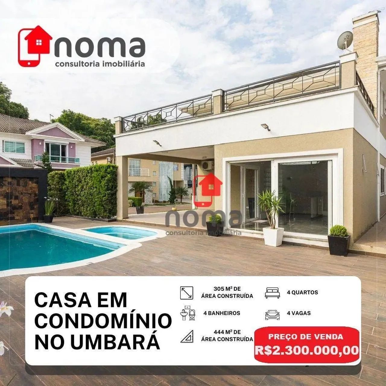 Casa à venda com piscina.