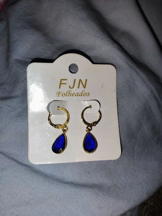 Brincos de gota azul - Folheados a ouro