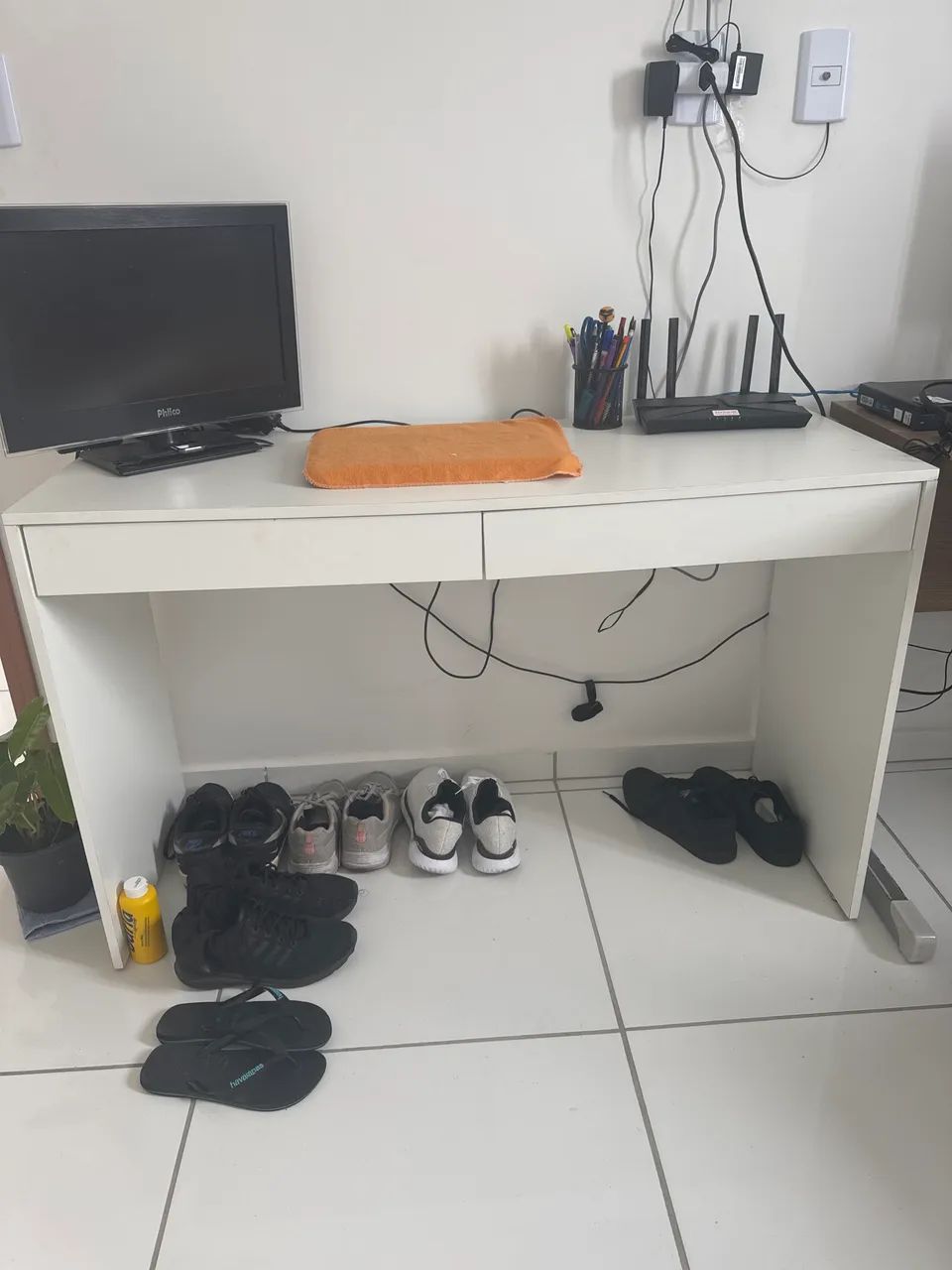 Escrivaninha mdf branco 120cm - Foto 2