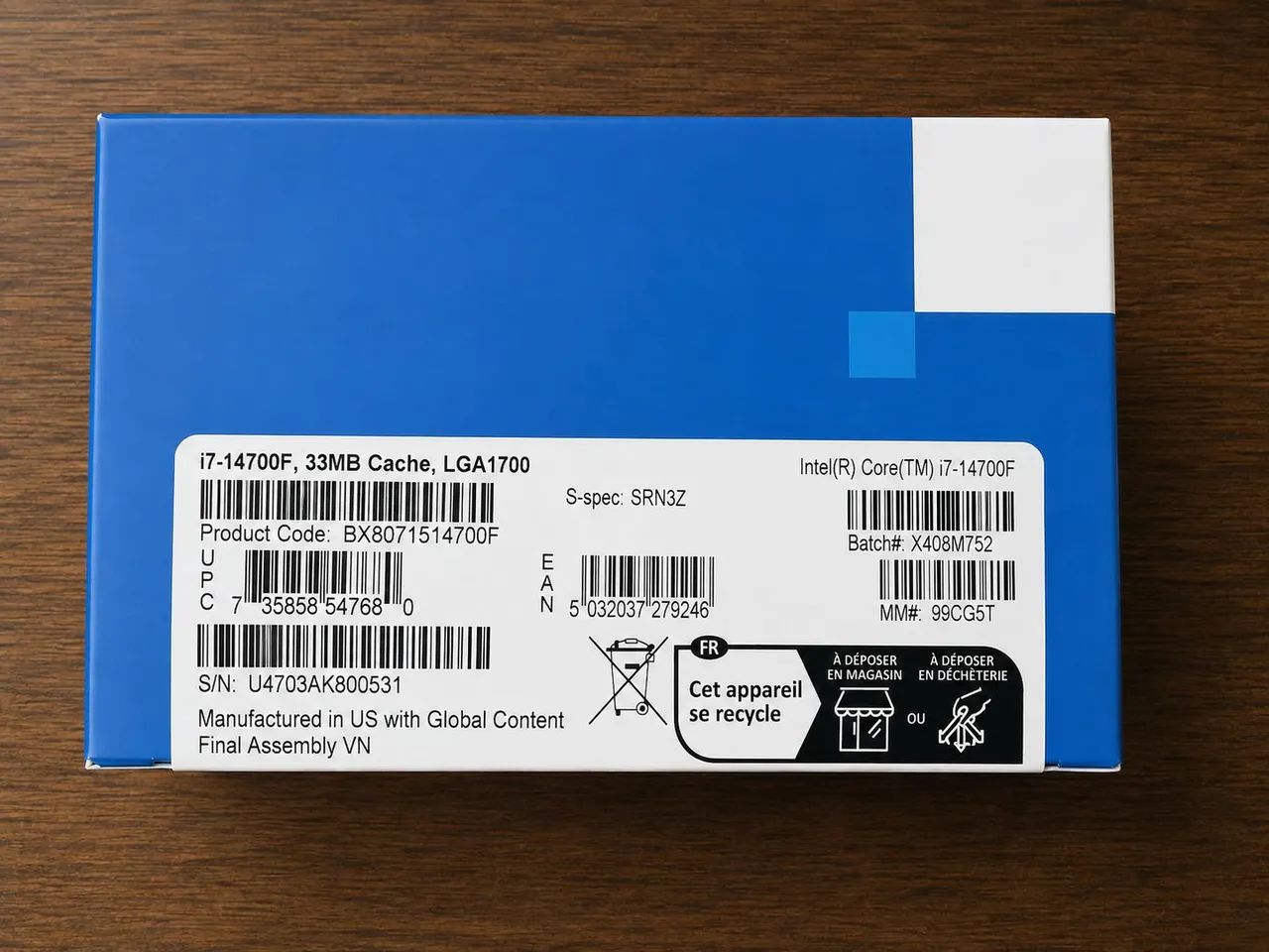 Processador intel core I7-14700F 20-Core, 28 núcleos Thr, 3.4GHz