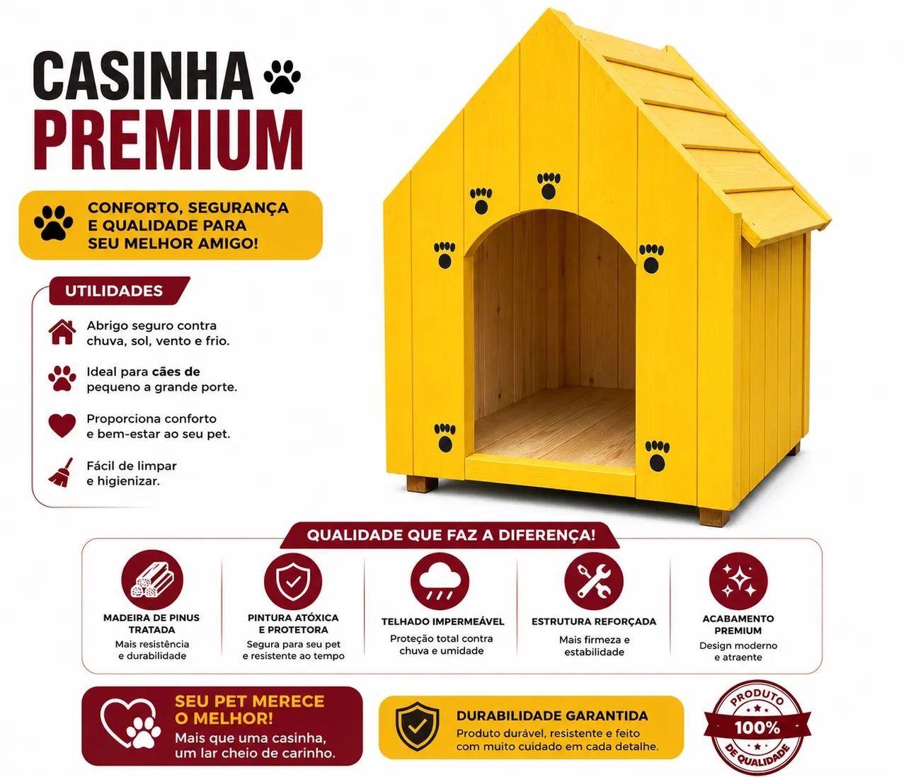 Casinha Grande PREMIUM para Cães - PROMOÇÃO 