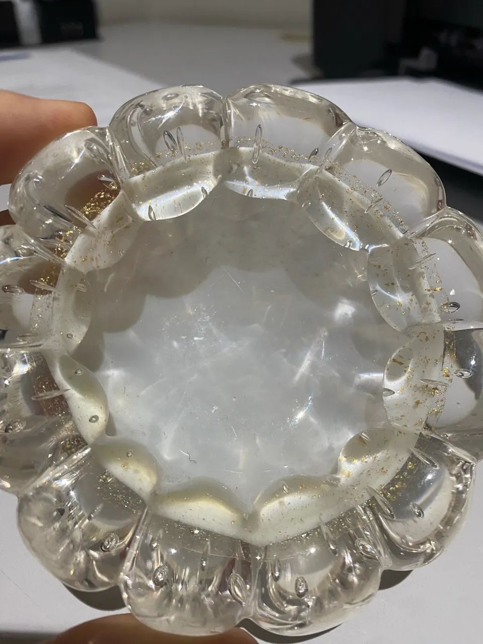 CACHEPOT MURANO C/ OURO DINANT TRANSPARENTE