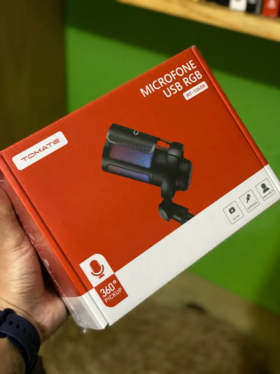 Microfone RGB tomate podcasts, live, streaming 