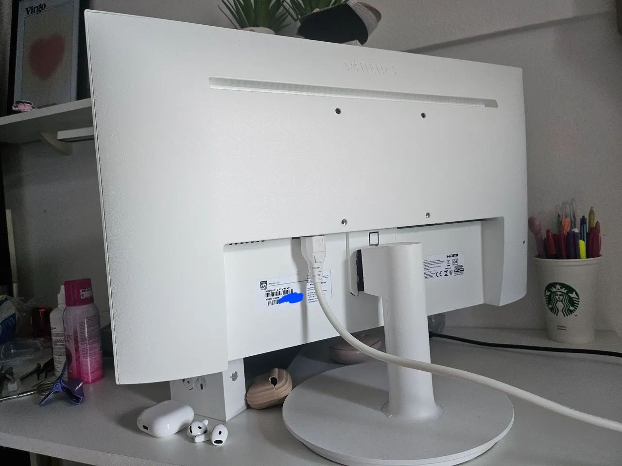 Monitor Philips Led 21.5 polegadas branco - Foto 3