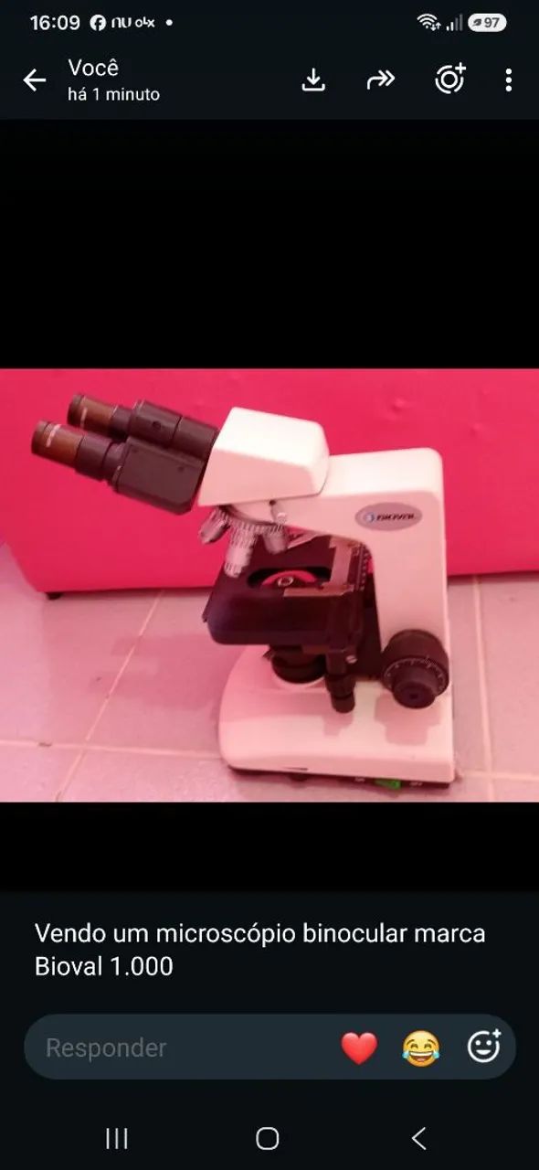 Vendo um microscópio Binocular marca Bioval