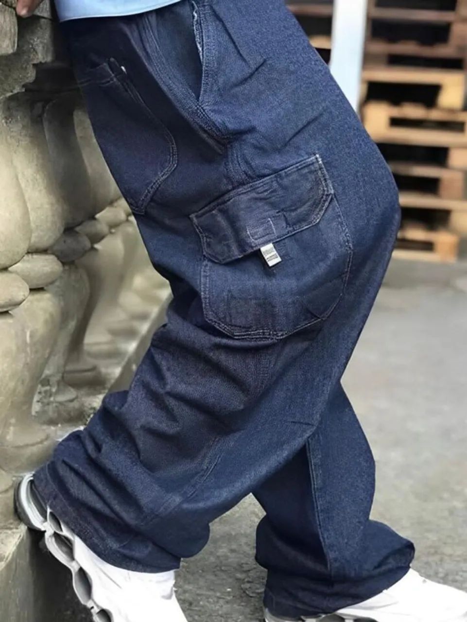 Calça baggy jeans azul escuro nova - Foto 3