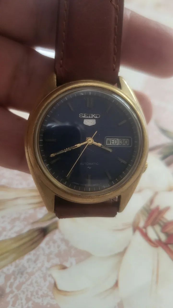 Seiko 5 autotem plaquê 38 mm anos 70 - Foto 2
