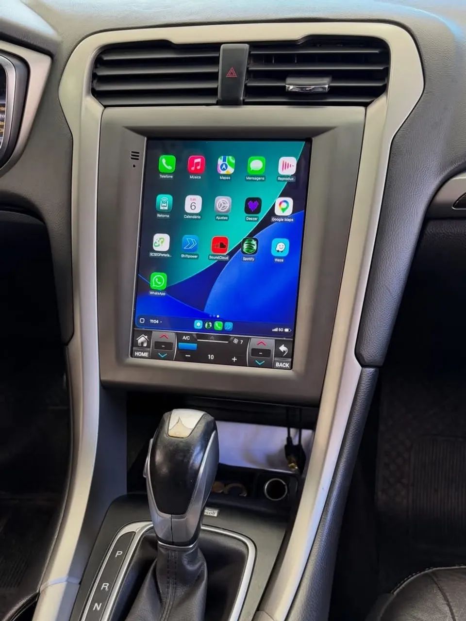 Central Multimídia Tesla Android Fusion 2013 acima CarPlay e Android Auto