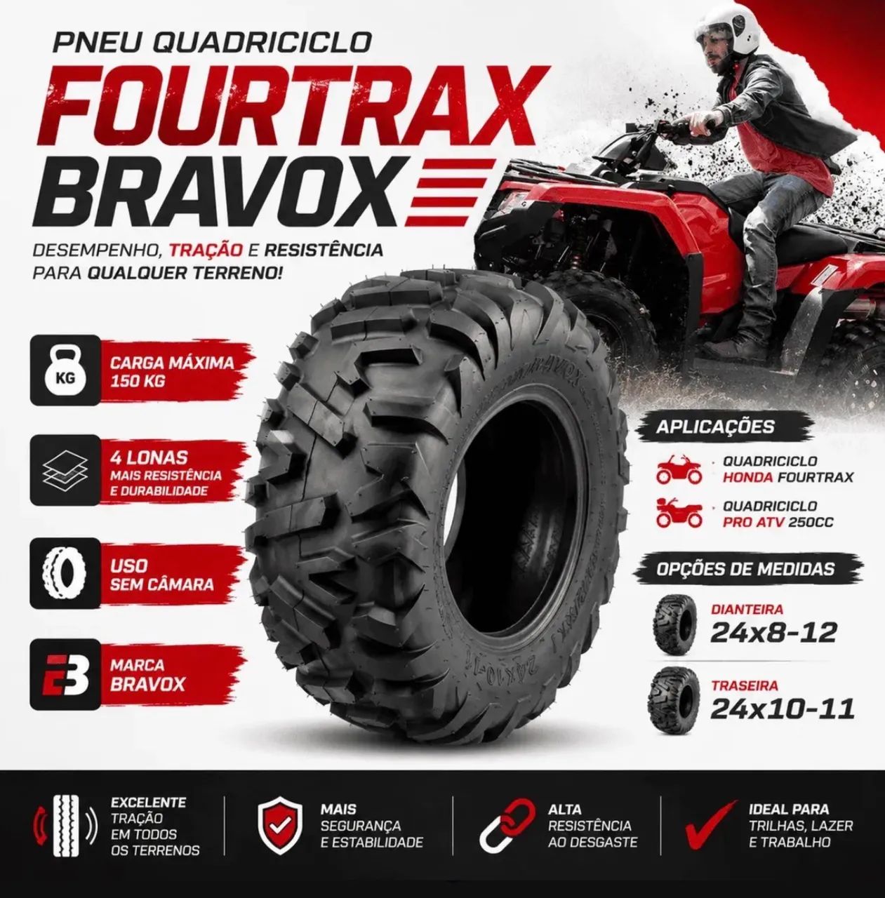Pneu 24x8-12 e 24x10-11 - Foto 2