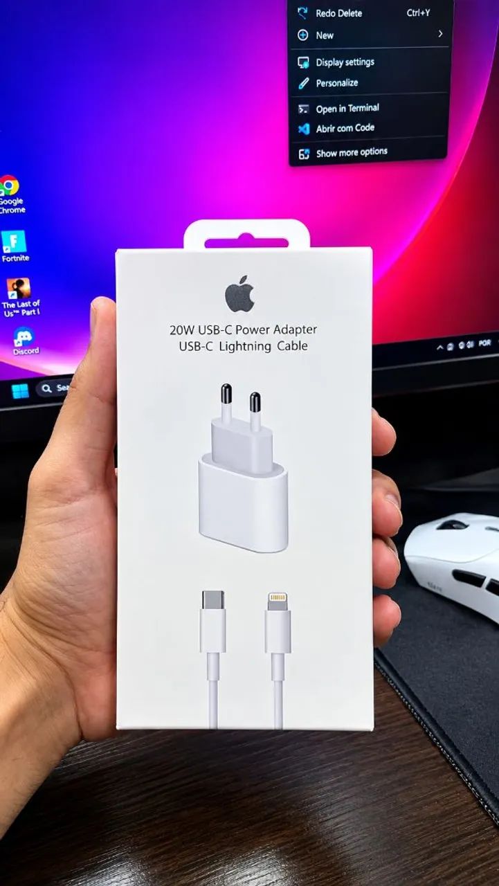 Carregador 20W + Cabo USB-C para Lightning | Compatível com iPhone