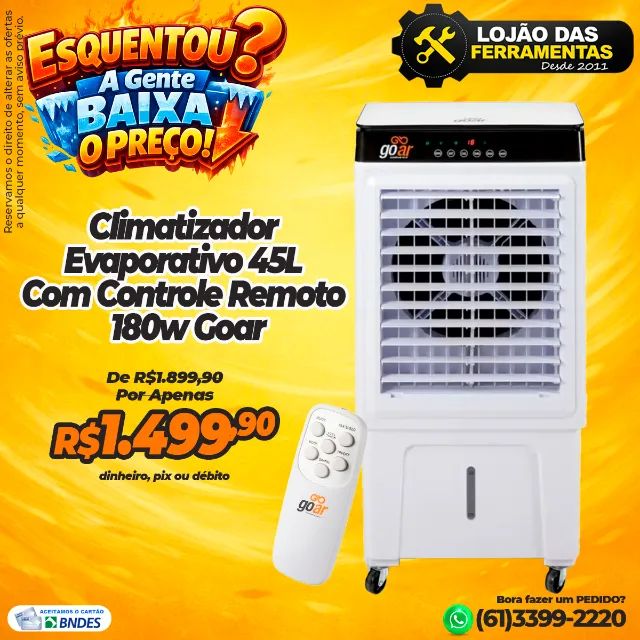 Climatizador Evaporativo 45 Litros Com Controle Remoto Goa