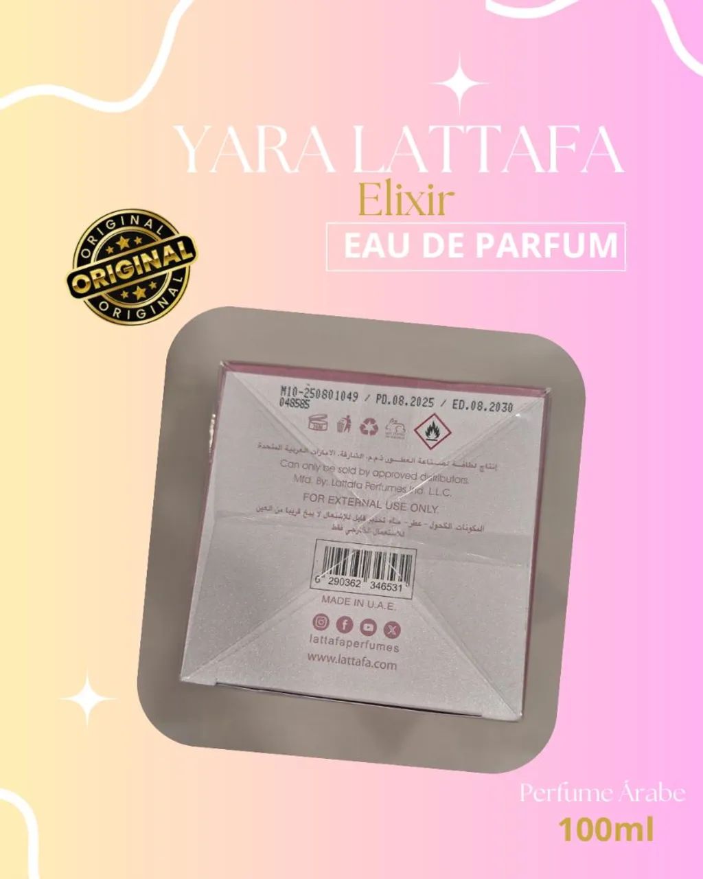 Perfume Árabe Original Importado Yara Lattafa Elixir Feminino 100ml  - Foto 4