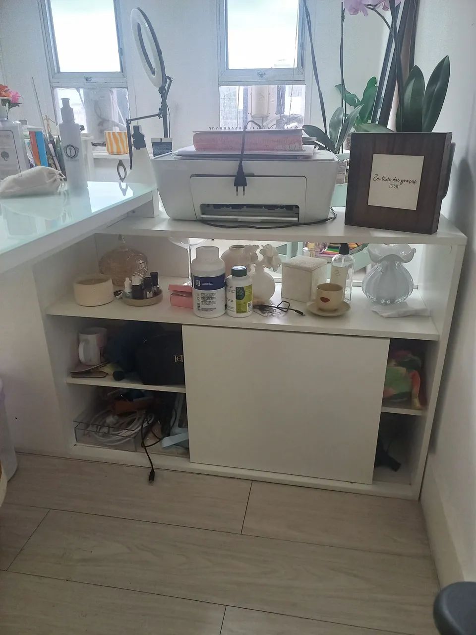 MESA DE ESCRITÓRIO COM TAMPO DE VIDRO TOK STOK - Foto 5