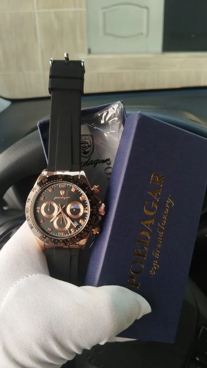 Relógio Poedagar Com Pulseira Silicone-Rosê