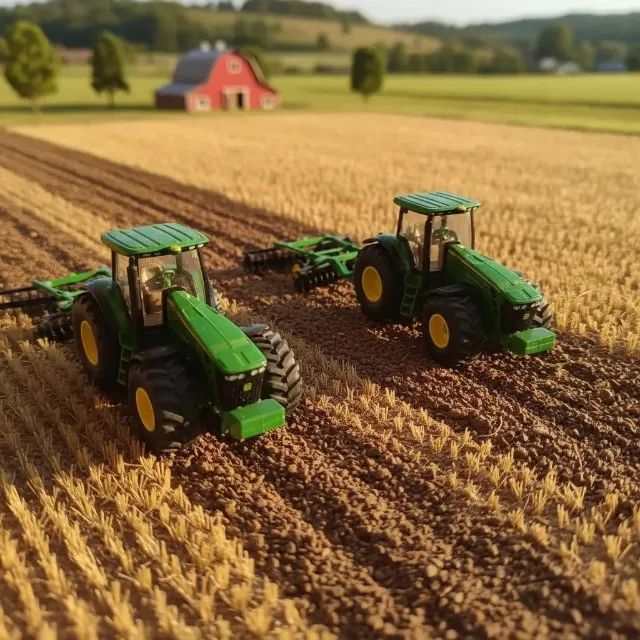 Kit miniaturas com 02 tratores com arados - John Deere - Foto 4