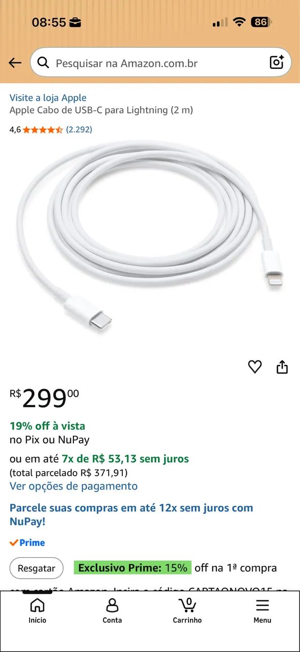 Cabo Apple ORIGINAL USB-C para Lightning - 2 metros - Foto 3