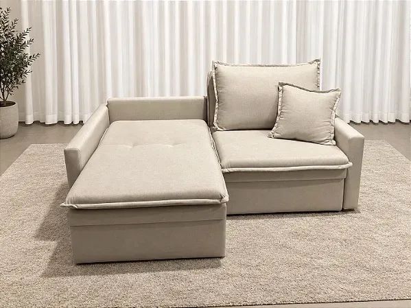 Sofá Cama Sena Baú 2.00m Sem Caixa - Linho Bege Entrega Rápida - Foto 2