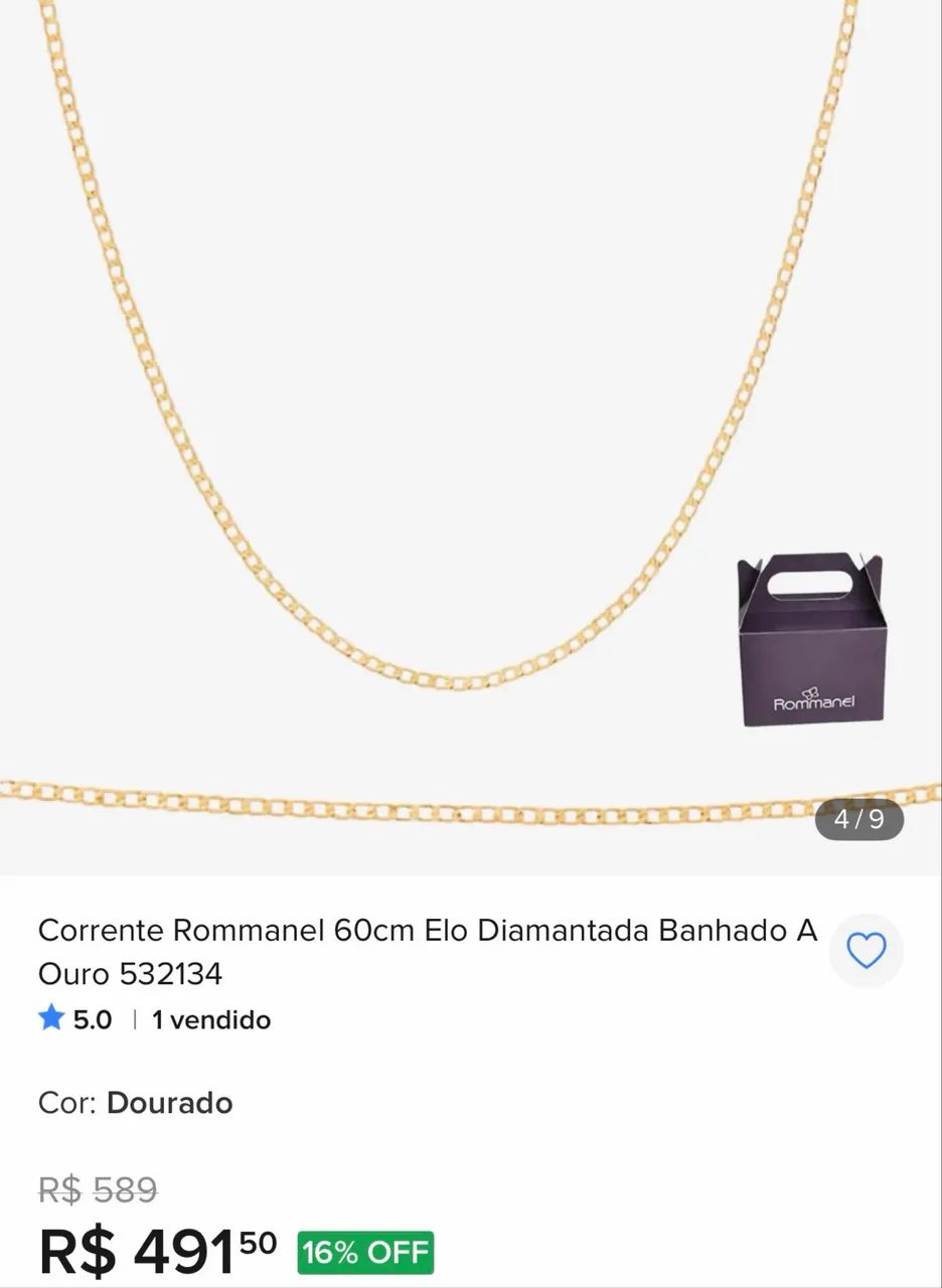 Corrente masculina 18K folheada - Romanel - Foto 4