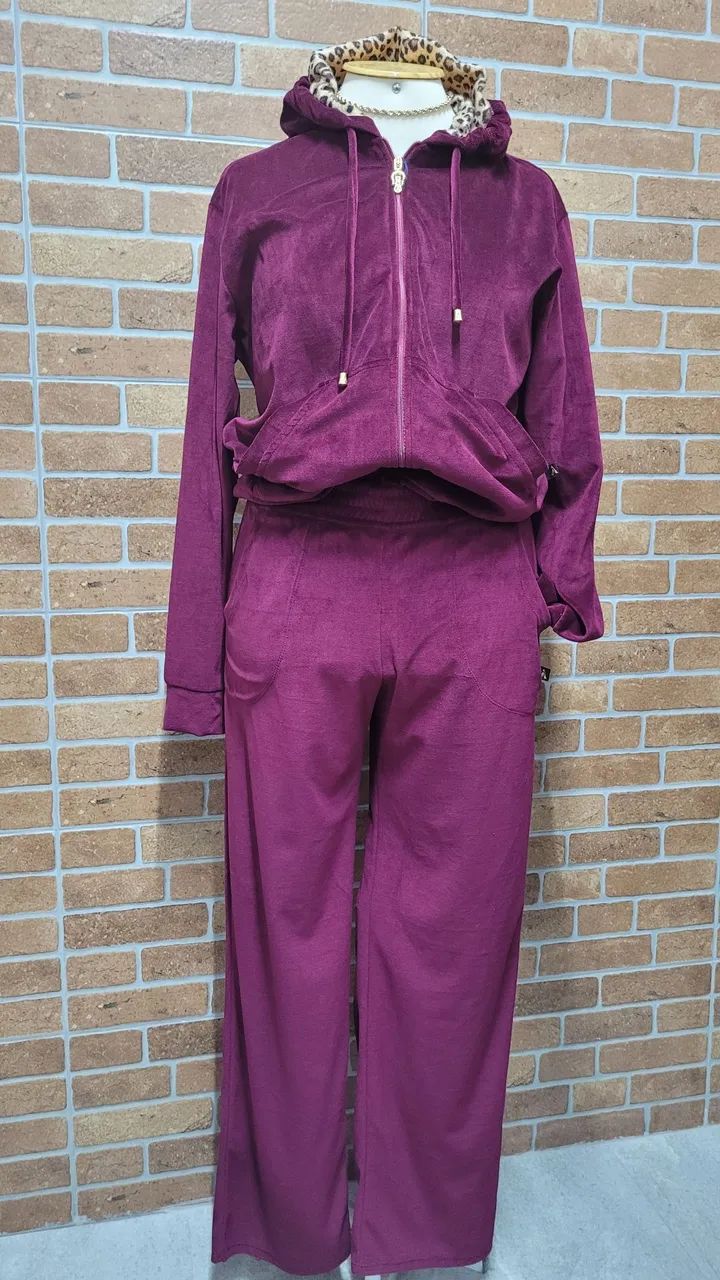 Conjunto de Moletom Veludo Bordô - Foto 3
