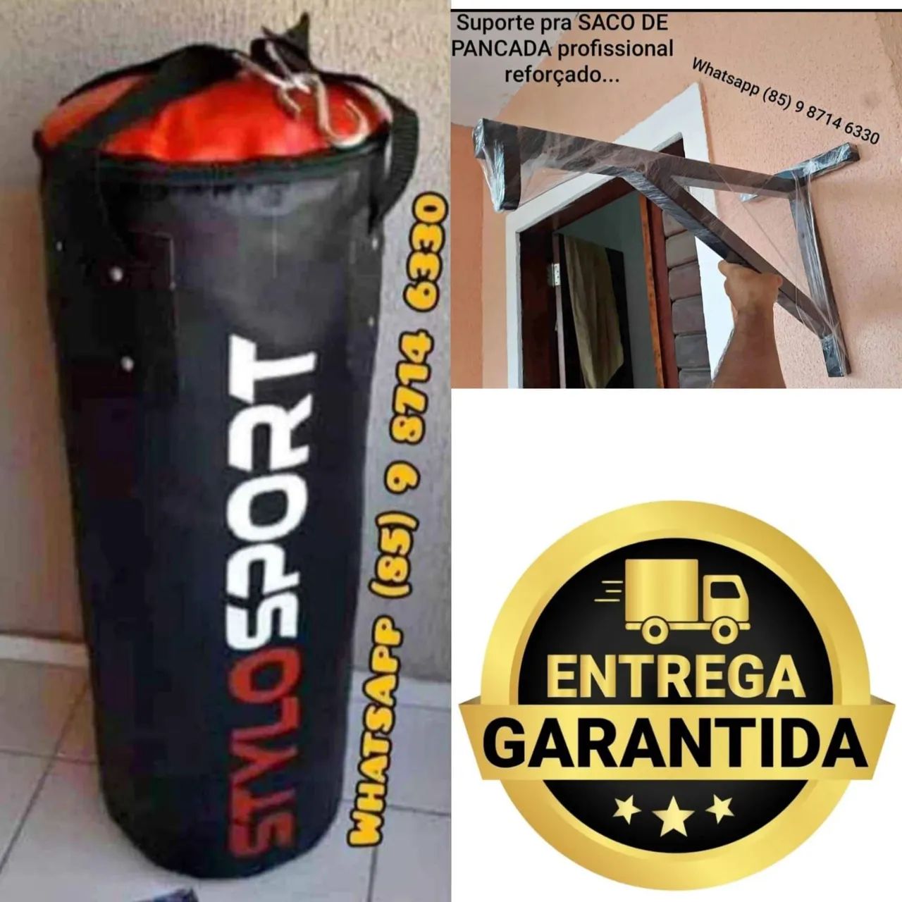 Saco de pancada profissional e suporte.  Entrega grátis 