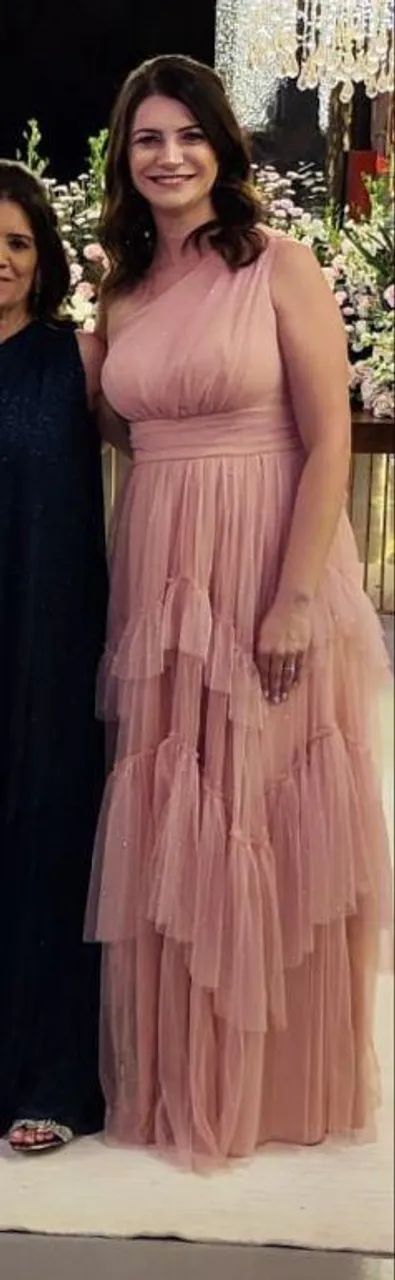Vestido Longo Rosé em Tule - Delicado
