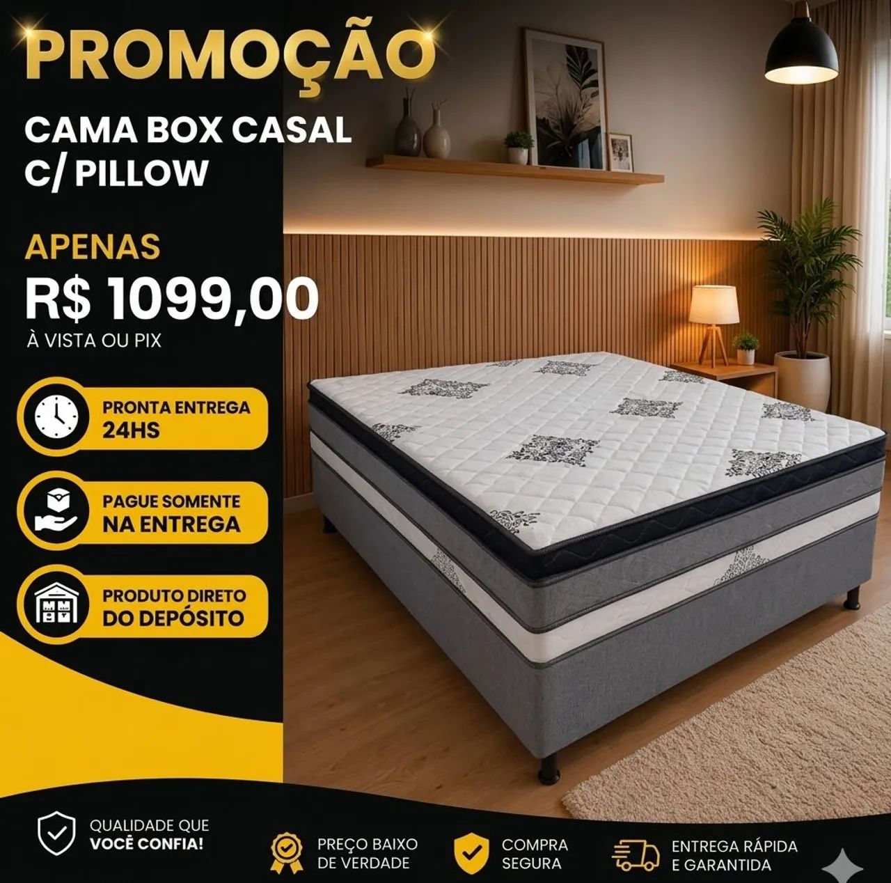 Preço Especial de Cama box casal com Piloow 