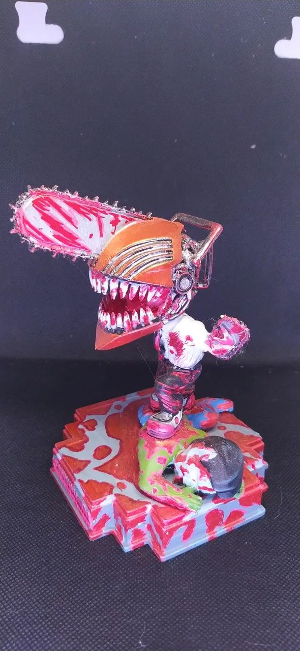 chainsaw man figura pintada a mão  - Foto 3