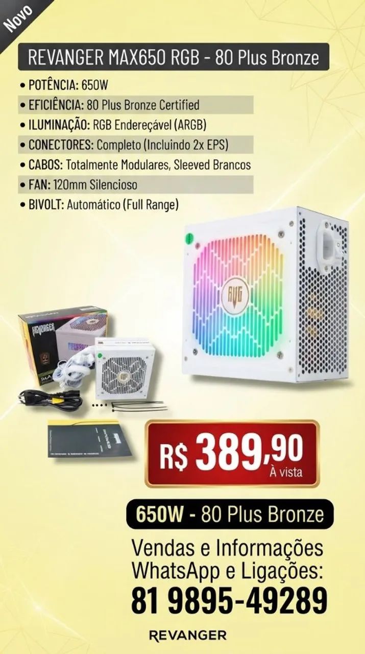 REVANGER MAX650 RGB - 80 Plus Bronze
