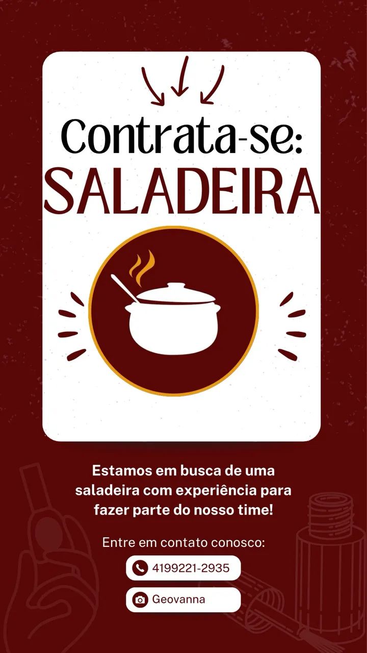 CONTRATA-SE SALADEIRA 