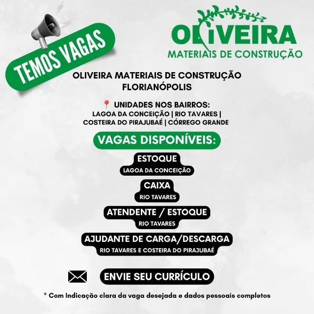 Vagas Oliveira Materiais de Construção