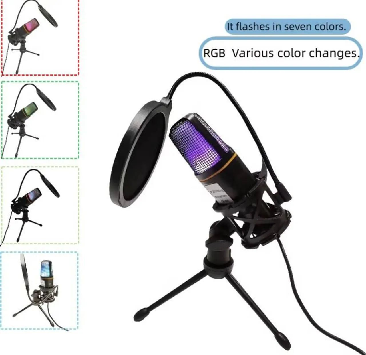 Microfone Condensador Rgb Gamer - Foto 3