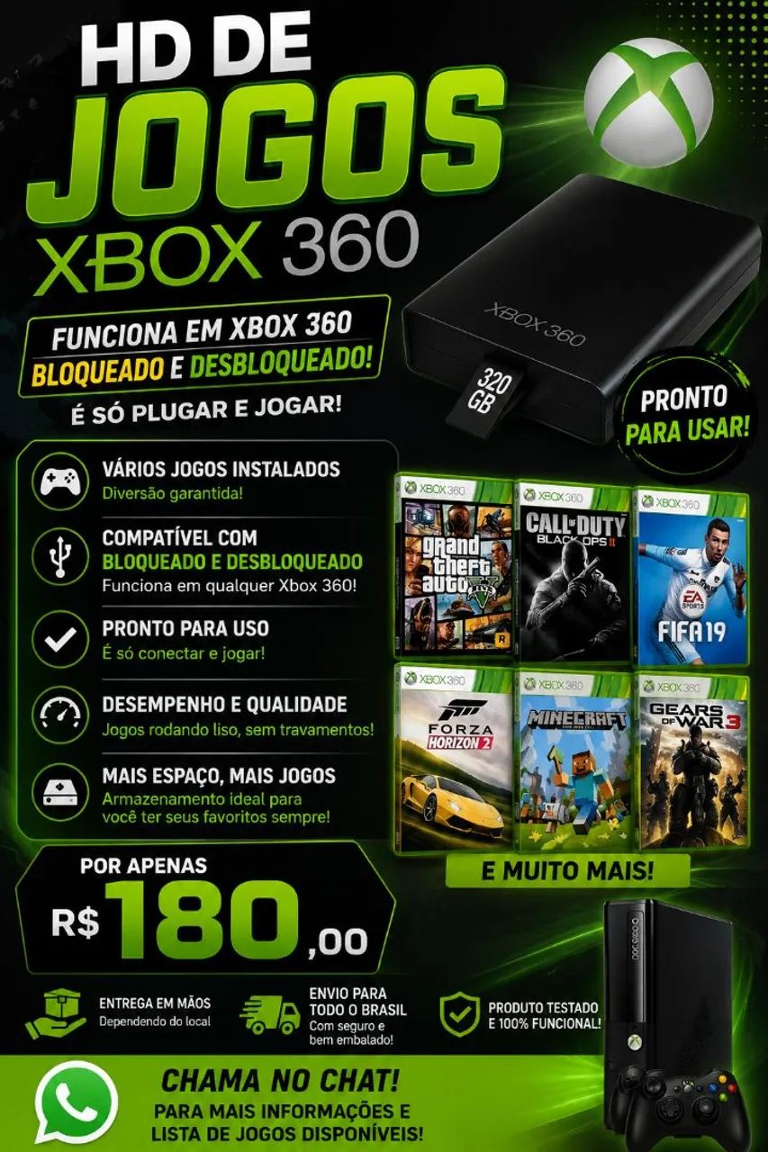 Hd com jogos para xbox360 