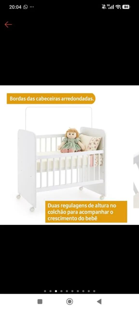 Mini berço grade móvel com colchão e regulagem de altura  - Foto 4