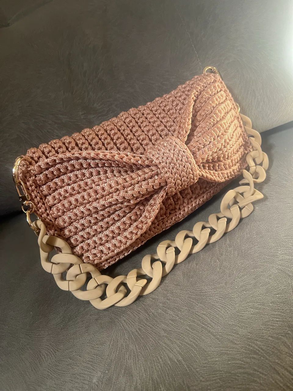 Bolsa de laço em crochê luxo 