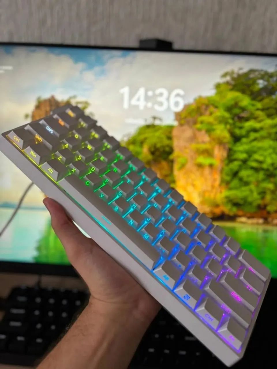 Novo! Teclado Magnético AULA WIN60 HE - Branco 8000hz - Switch Greywood Magnetic - Foto 4