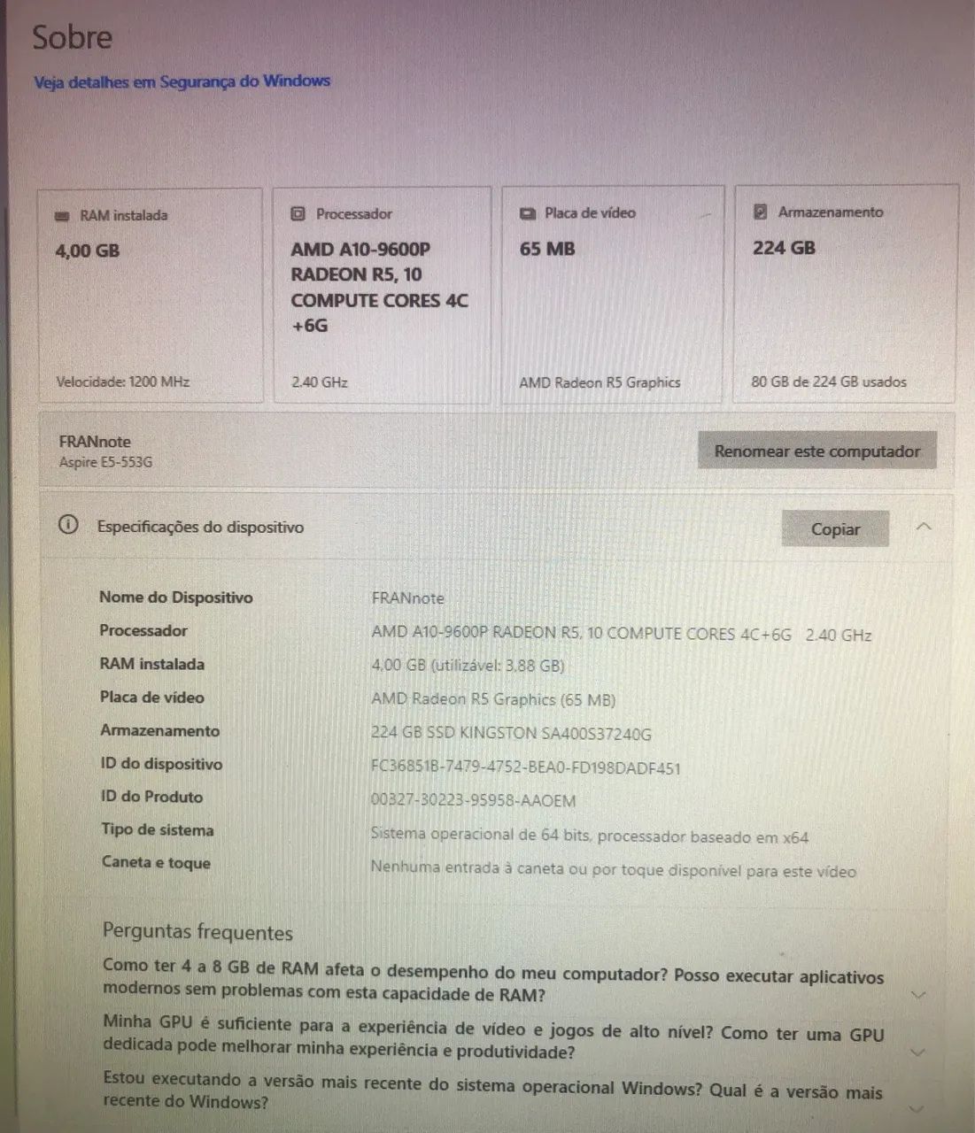 Notebook Acer Aspire com ssd  - Foto 2