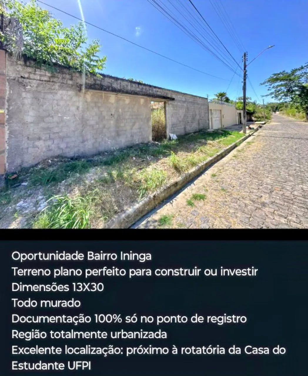 Vendo terreno Bairro Ininga