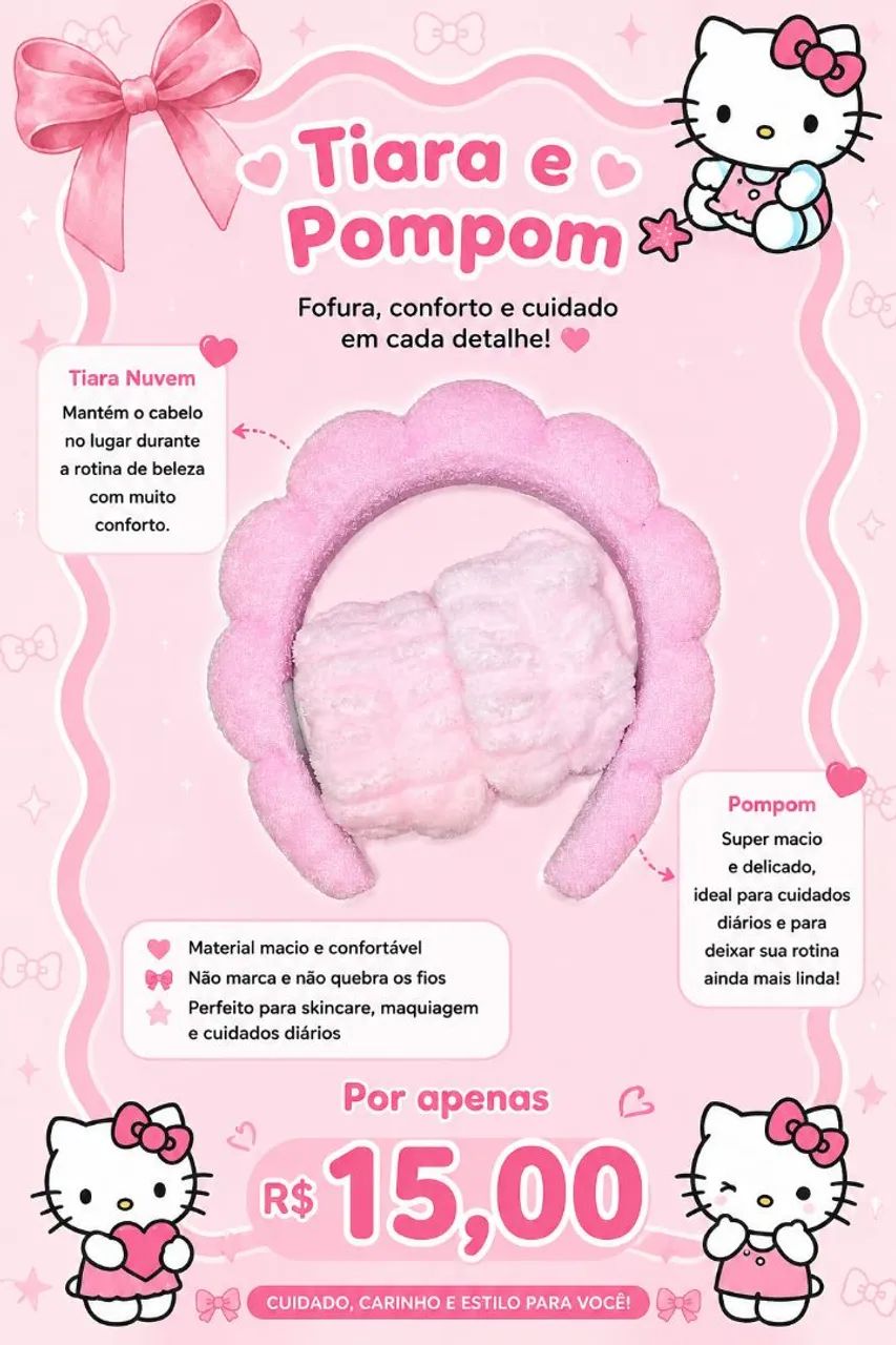 Tiara Nuvem + Pompom de Maquiagem 