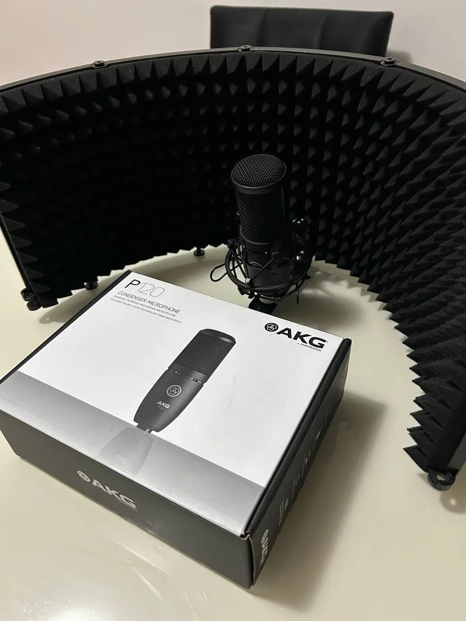 Microfone AKG Condensador P120 + shockmount + protetor acústico  - Foto 4