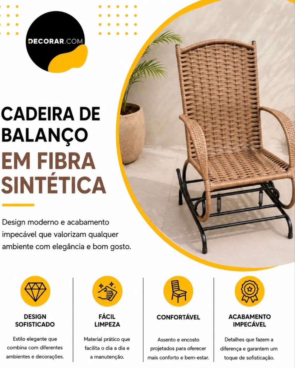 Cadeira de balanço fibra 4 molas. Novas