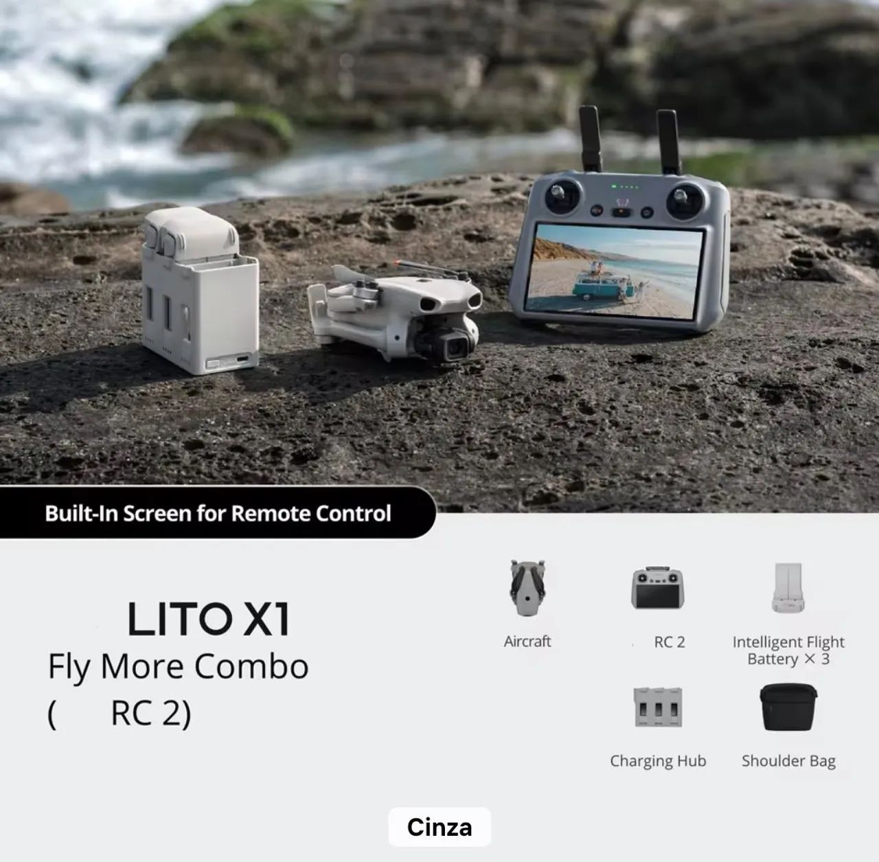 (Lacrado) Drone DJI Lito X1 - Fly More controle com tela RC2 - Foto 2