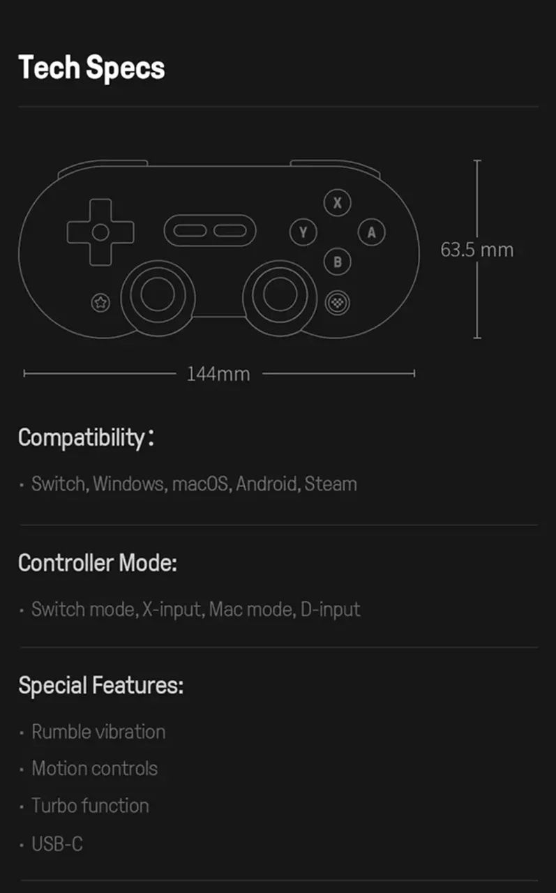 Controle 8bitDo Pro Bluetooth Windows Android Nintendo Switch MacOS Steam - Foto 3