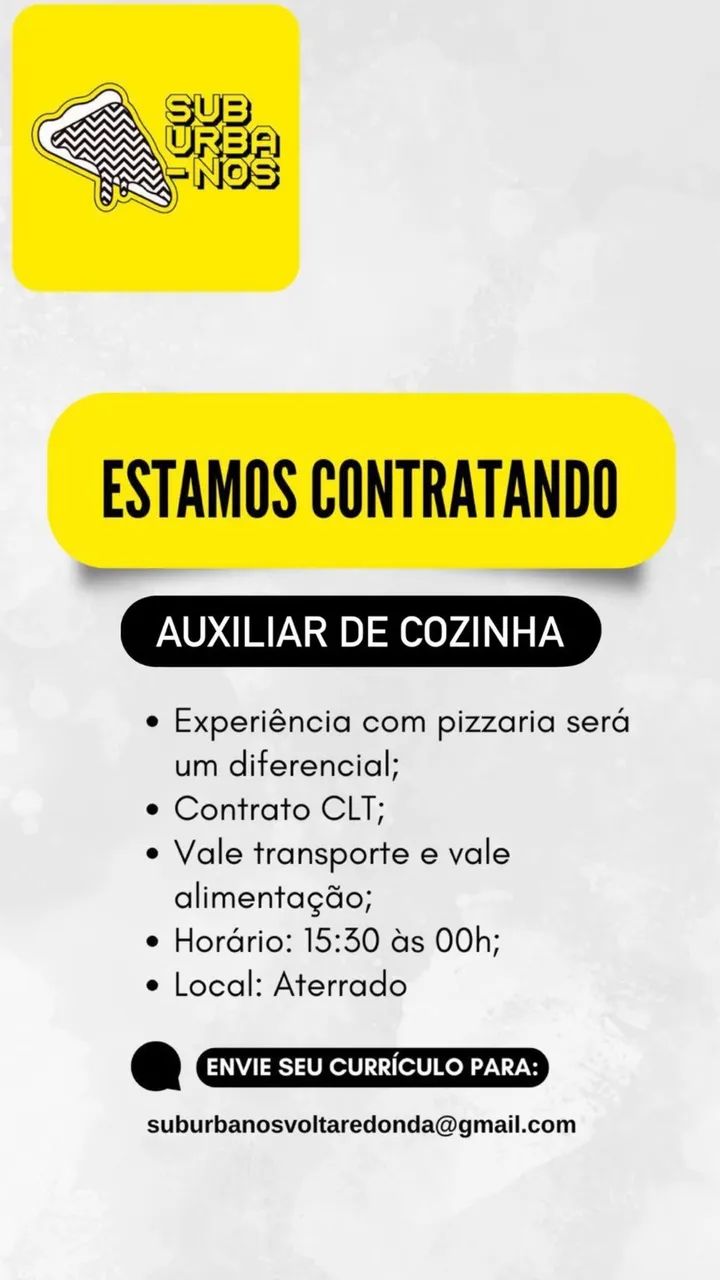Contratando auxiliar de cozinha