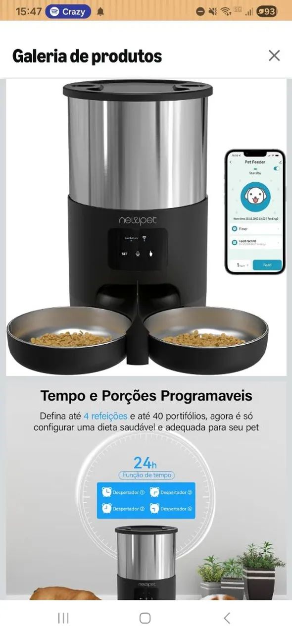 Comedouro automático NewPet 5L com programação por app - Foto 2