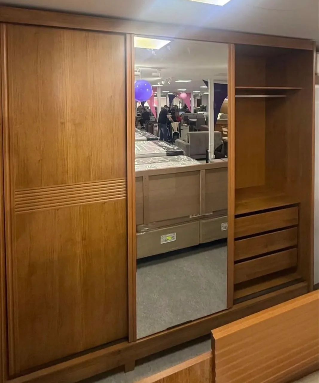 Guarda roupa casal MDF com espelho 2,42m - Foto 5
