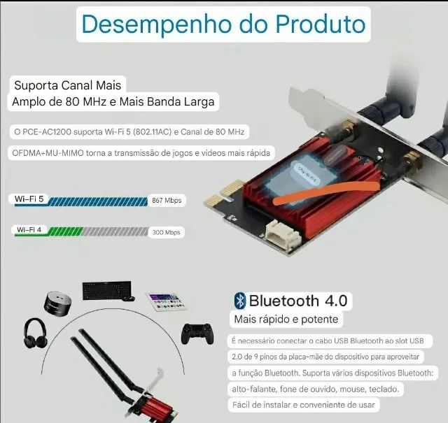 Placa de rede wi-fi e bluetooth 4.0 - Foto 3
