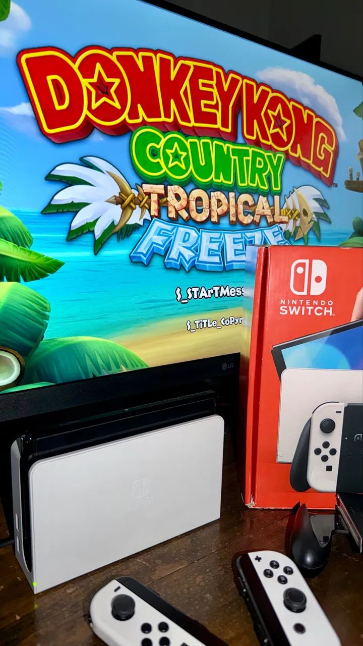 NINTENDO SWITCH OLED BRANCO DESBLOQUEADO - 64GB + MICRO SD 256GB
