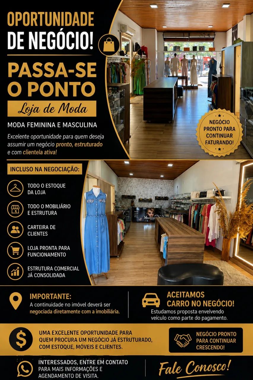 Passa-se Loja de Moda Feminina e Masculina - R$ 70.000