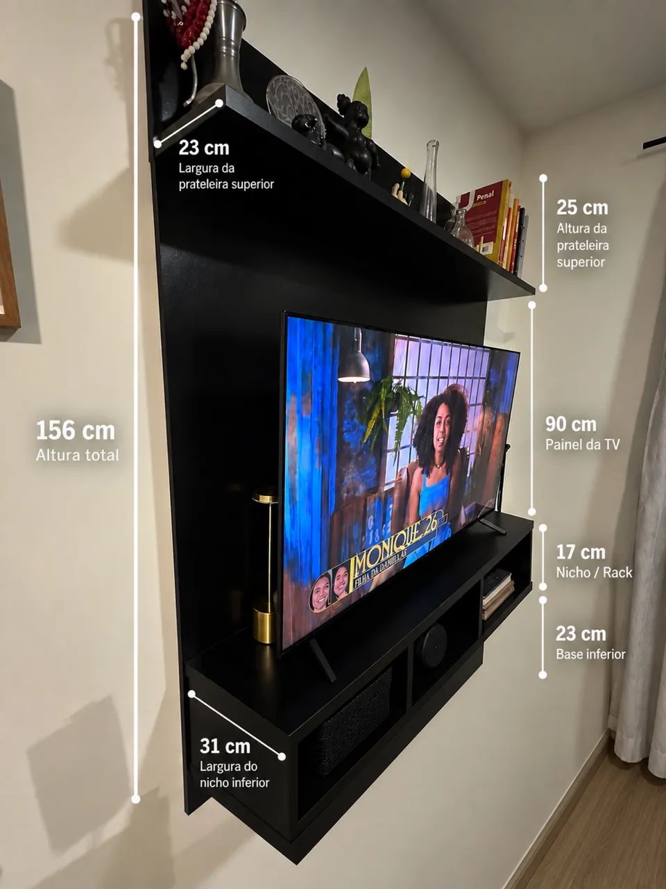 RACK TV MDF PRETO - Foto 3