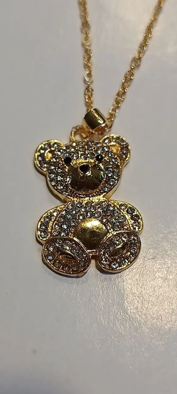 colar dourado de pingente ursinho. novo! - Foto 5